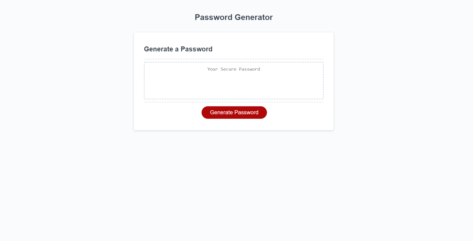 screenshot of a website that generates a random password